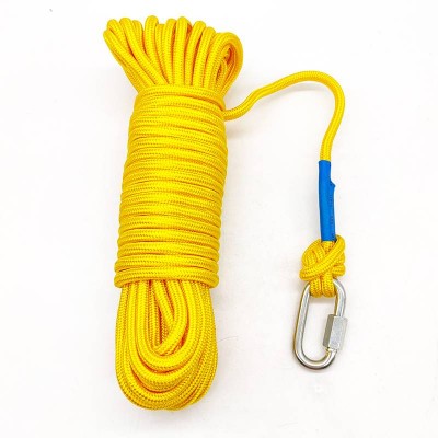 65 Feet(20m) Diameter 6mm 8mm Approximate Magnet Fishing Rope With Carabiner All Purpose Nylon High Strength Cord Safety Rope